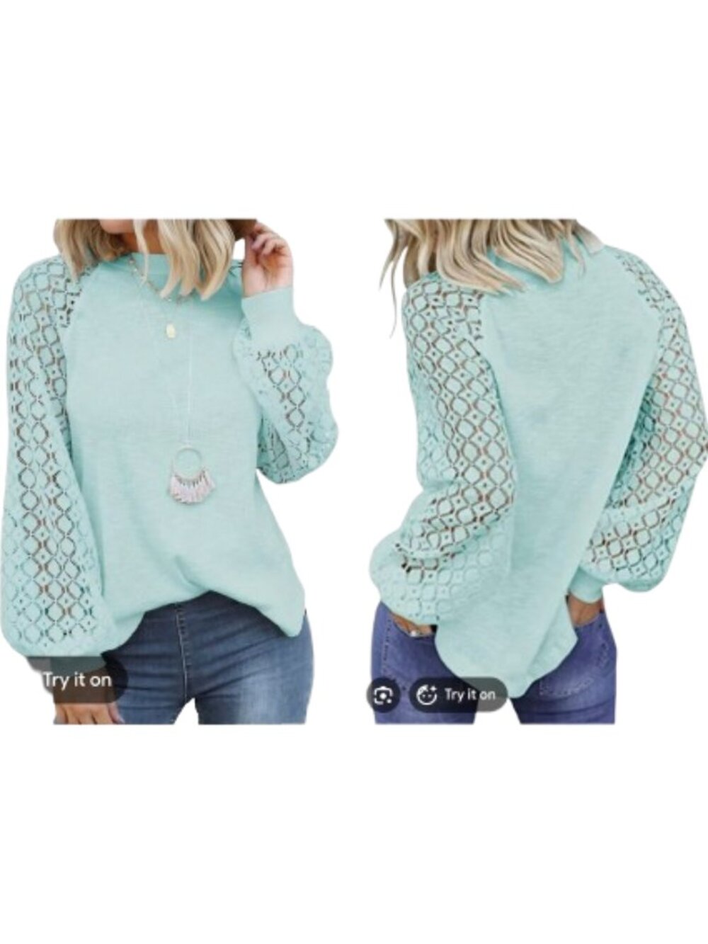 MIHOLL Mint Green Waffle-Knit Top NWT Mixed Media Sheer Raglan Sleeves High Neck